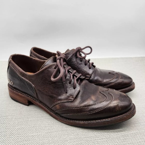 Bed Stu Cobbler Series Men Sz 8 Oxford Wingtip Brown Leather Vegetable Tanned - Picture 1 of 14